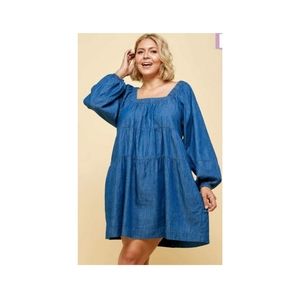 Plus size denim baby doll dress